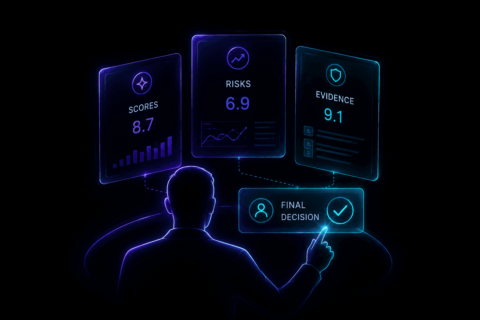 A person weighing scores, risks and evidence into the final decision