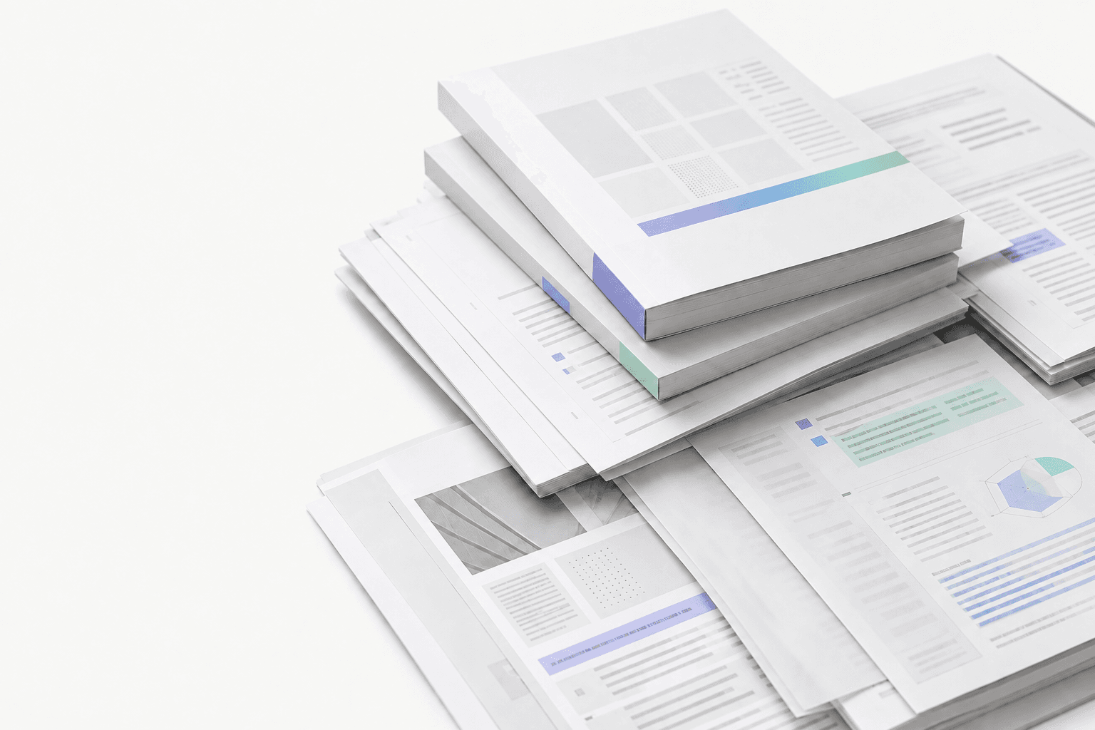 A stack of evidence-linked project review reports prepared for a hackathon judging team